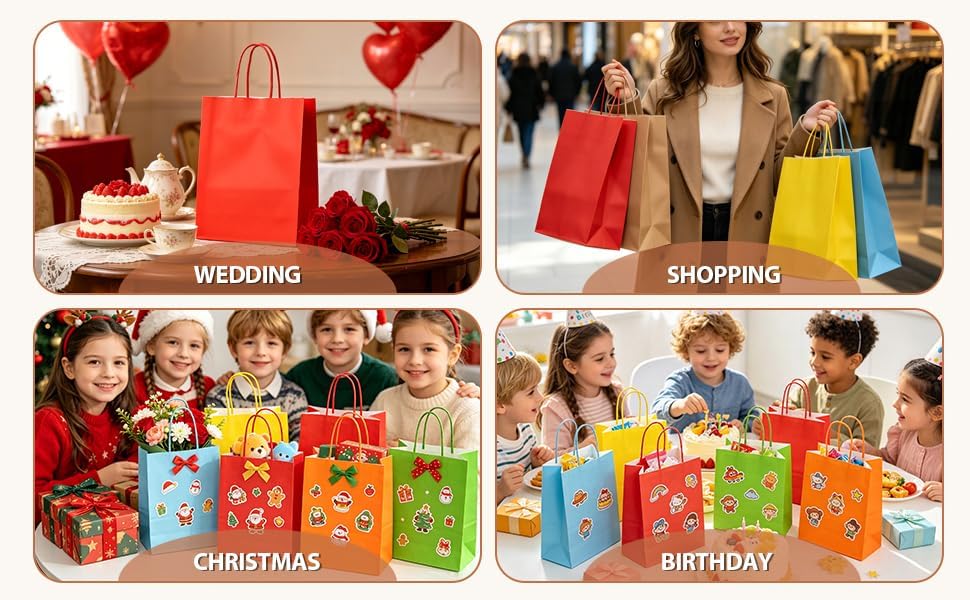 VERIDAE Small Gift Bags, 24Pcs, 6.3x3.2x8.65 Inches, 6-Color Assortment - Image 7