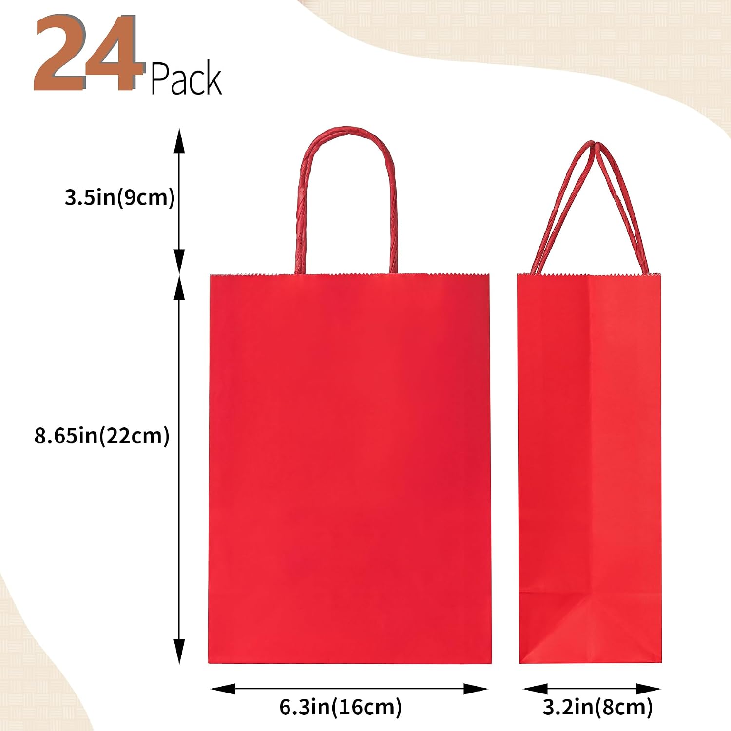 VERIDAE Small Gift Bags, 24Pcs, 6.3x3.2x8.65 Inches, 6-Color Assortment - Image 6